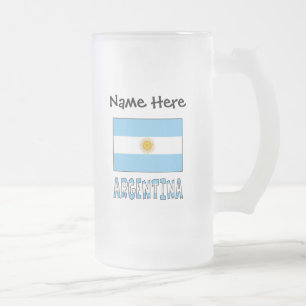 Caneca De Cerveja Vidro Jateado Bandeira Argentina Personalizada Com Texto