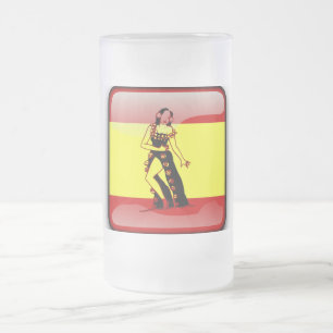 Caneca De Cerveja Vidro Jateado Bandeira brilhante espanhola