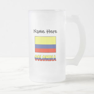Caneca De Cerveja Vidro Jateado Bandeira Colombiana Colombiana Personalização Pret