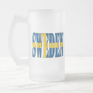Caneca De Cerveja Vidro Jateado Bandeira da caneca do vidro de fosco da suecia