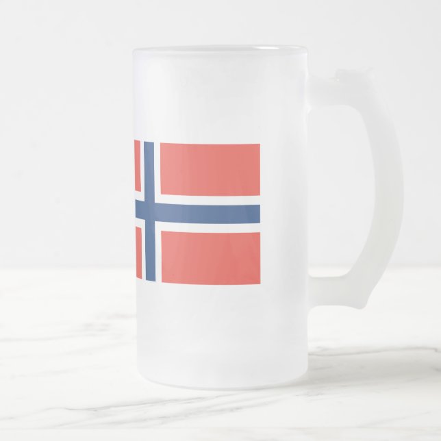 Caneca De Cerveja Vidro Jateado Bandeira da Noruega (Direita)