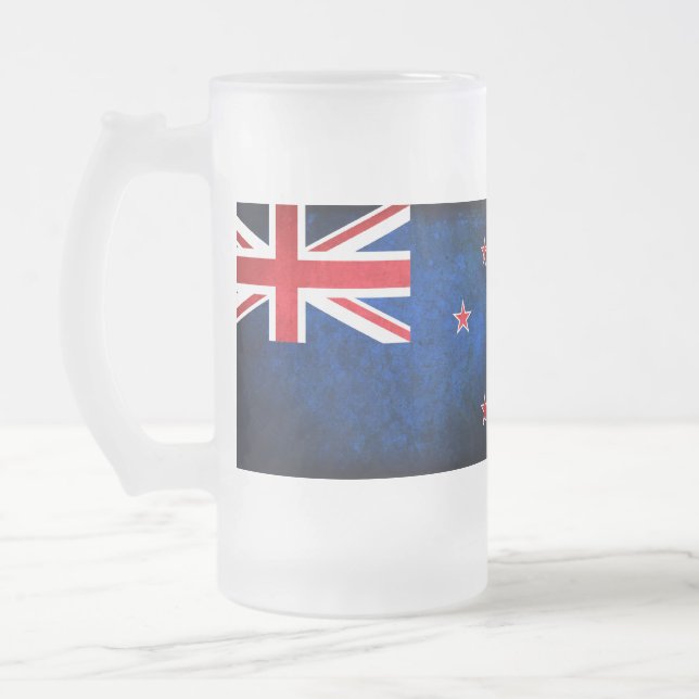 Caneca De Cerveja Vidro Jateado Bandeira da Nova Zelândia; (Esquerda)