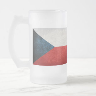 Caneca De Cerveja Vidro Jateado Bandeira da República Checa;