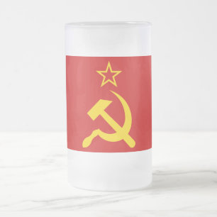 Caneca De Cerveja Vidro Jateado Bandeira da URSS - Bandeira da União Soviética