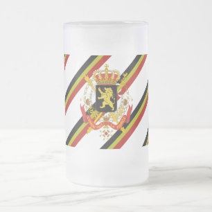 Caneca De Cerveja Vidro Jateado bandeira das faixas belgas