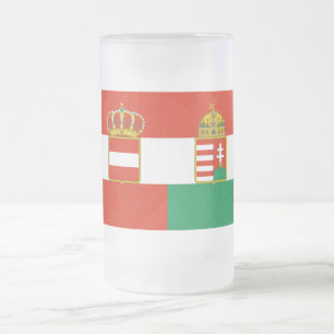 Caneca De Cerveja Vidro Jateado Bandeira de Áustria-Hungria (1869-1918)