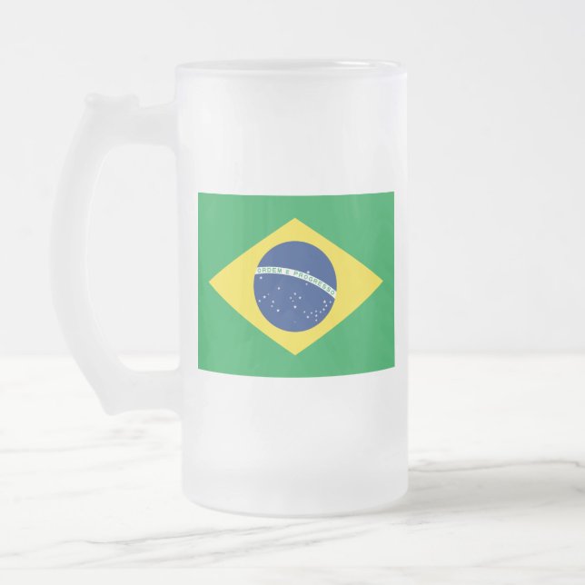 Caneca De Cerveja Vidro Jateado Bandeira de Brasil - Bandeira faz Brasil (Esquerda)