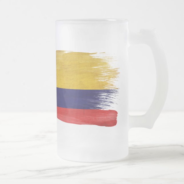 Caneca De Cerveja Vidro Jateado Bandeira de Colômbia (Direita)