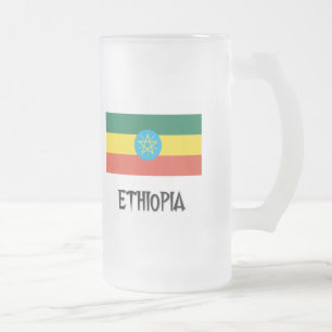 Caneca De Cerveja Vidro Jateado Bandeira de Etiópia