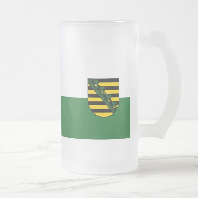 Caneca De Cerveja Vidro Jateado Bandeira de Fosco da Saxónia, Beer Beer Mug (Direita)