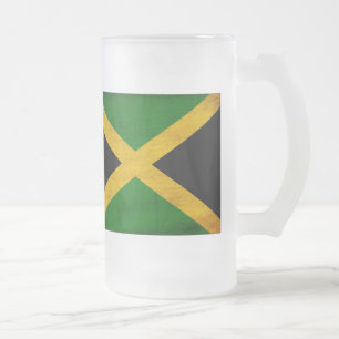 Caneca De Cerveja Vidro Jateado Bandeira de Jamaica