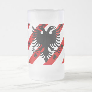 Caneca De Cerveja Vidro Jateado Bandeira de listras albanesa