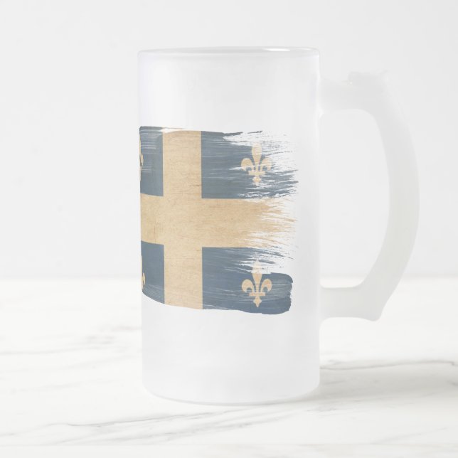 Caneca De Cerveja Vidro Jateado Bandeira de Quebeque (Direita)