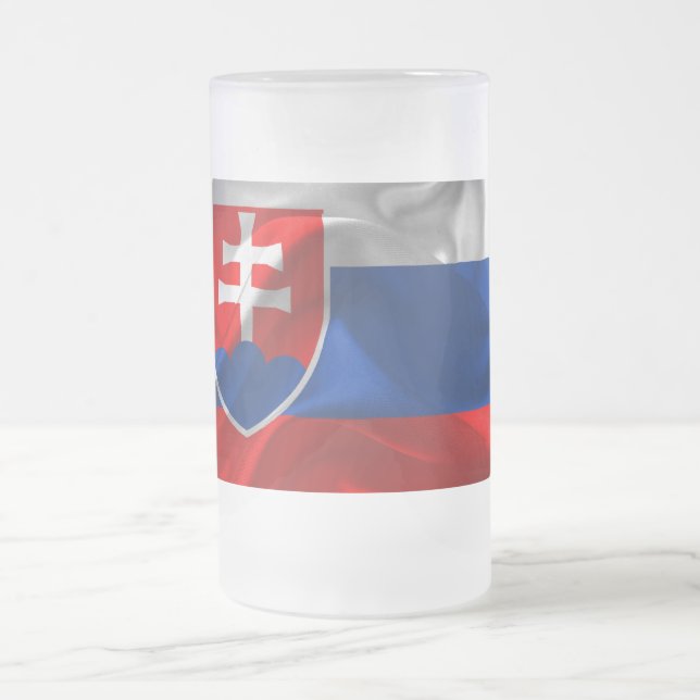 Caneca De Cerveja Vidro Jateado Bandeira de Slovakia (Centro)
