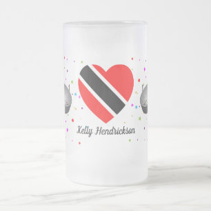 Caneca De Cerveja Vidro Jateado Bandeira de Trinidad e Tobago & Steelpan com Seu N