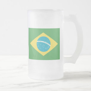 Caneca De Cerveja Vidro Jateado Bandeira do Brasil Mug