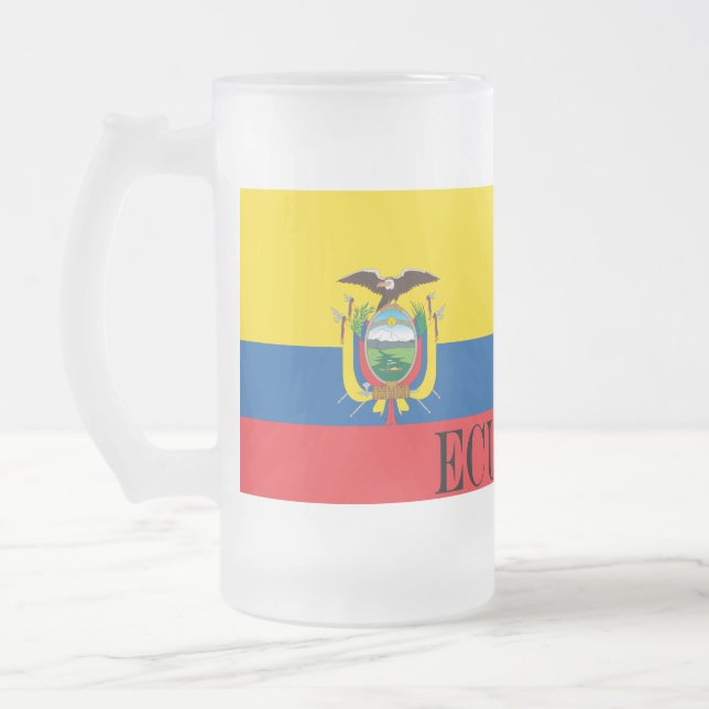 Caneca De Cerveja Vidro Jateado Bandeira do Equador (Esquerda)