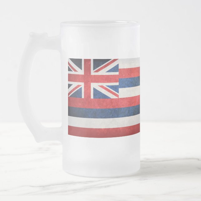 Caneca De Cerveja Vidro Jateado bandeira do Havaí (Esquerda)