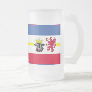 Caneca De Cerveja Vidro Jateado Bandeira do Meclemburgo-Pomerânia Ocidental