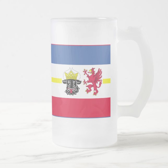 Caneca De Cerveja Vidro Jateado Bandeira do Meclemburgo-Pomerânia Ocidental (Direita)