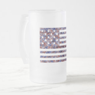 Caneca De Cerveja Vidro Jateado Bandeira dos EUA com 15 Estrelas