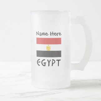 Caneca De Cerveja Vidro Jateado Bandeira Egípcia Personalizada