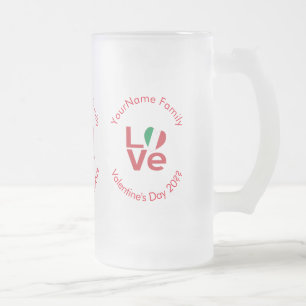 Caneca De Cerveja Vidro Jateado Bandeira Italiana Vermelho Amor Personalizado