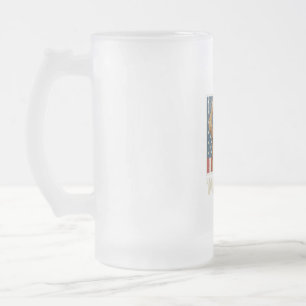 Caneca De Cerveja Vidro Jateado Bandeira 'Merica do Golden Retriever Vintage