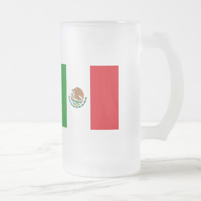 Caneca De Cerveja Vidro Jateado Bandeira mexicana (Direita)