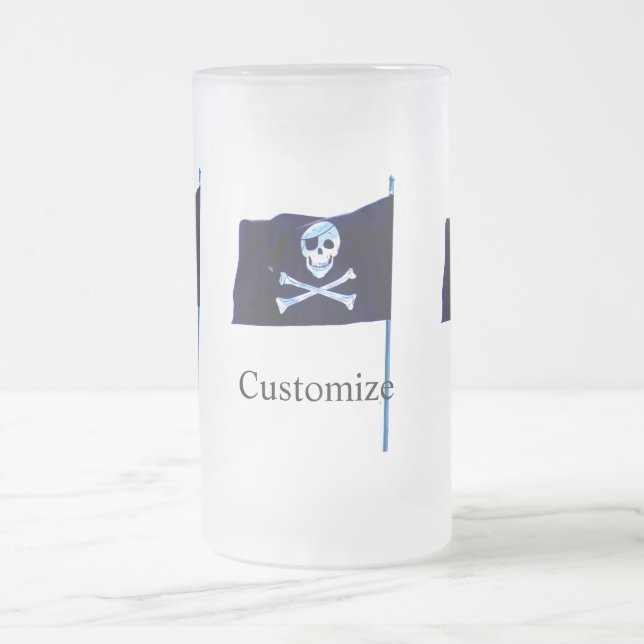Caneca De Cerveja Vidro Jateado bandeira pirata jolly roger (Centro)