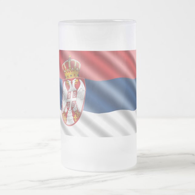 Caneca De Cerveja Vidro Jateado Bandeira sérvio (Centro)
