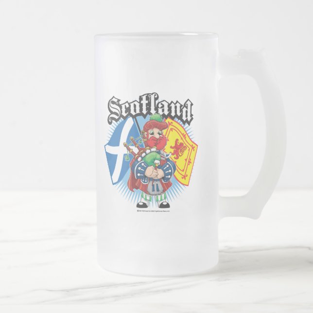 Caneca De Cerveja Vidro Jateado Bandeiras e gaiteiro de Scotland (Direita)