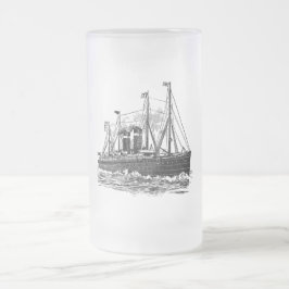 Caneca De Cerveja Vidro Jateado Barco a vapor de Steampunk do vintage