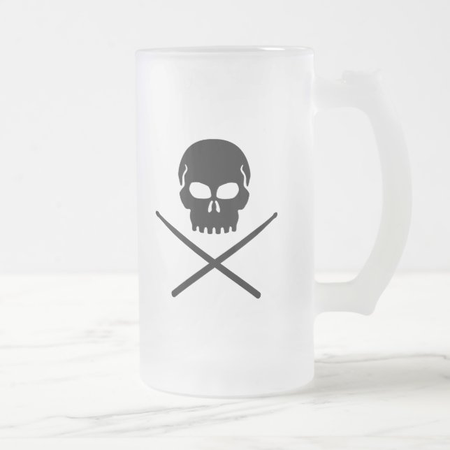 Caneca De Cerveja Vidro Jateado Baterista (Direita)