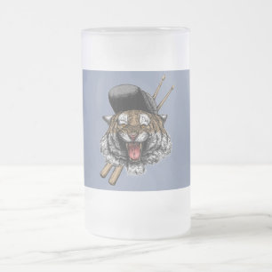 Caneca De Cerveja Vidro Jateado Baterista Tigre
