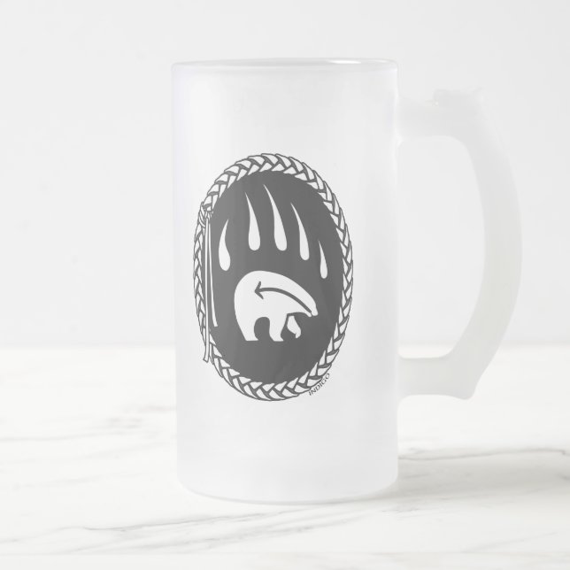 Caneca De Cerveja Vidro Jateado Bear Arte Tribal Bear Mug Primeiro Urso das Nações (Direita)