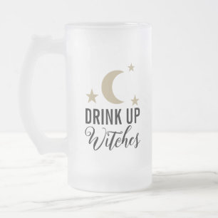 Caneca De Cerveja Vidro Jateado Beba bruxas engraçadas lua fofa e estrelas design
