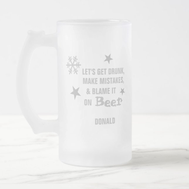 Caneca De Cerveja Vidro Jateado Bebado de Obtenção de Vamos Elegante  (Esquerda)