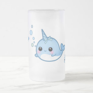 Caneca De Cerveja Vidro Jateado Bebê bonito narwhal