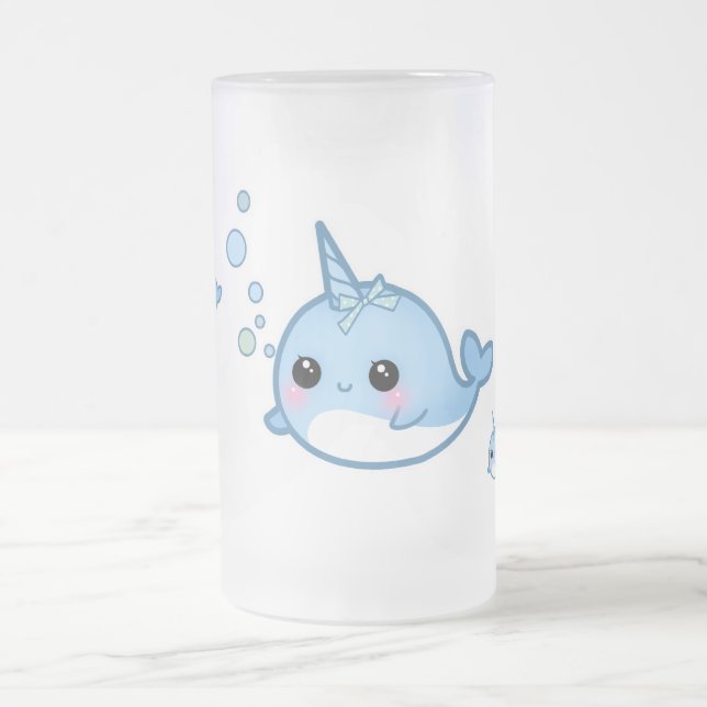 Caneca De Cerveja Vidro Jateado Bebê bonito narwhal (Centro)
