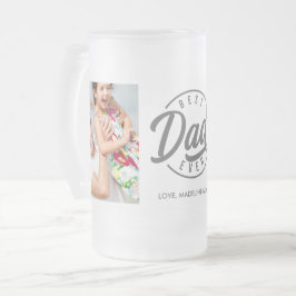 Caneca De Cerveja Vidro Jateado Bebida De Vidro Do Fosco Fotográfico Do Melhor Pai