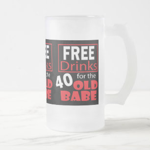 Caneca De Cerveja Vidro Jateado Bebidas gratuitas para o bebê de aniversário de 