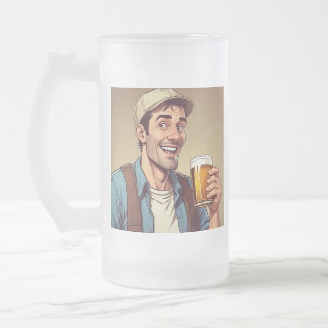 Caneca De Cerveja Vidro Jateado Beer Drinker (Esquerda)