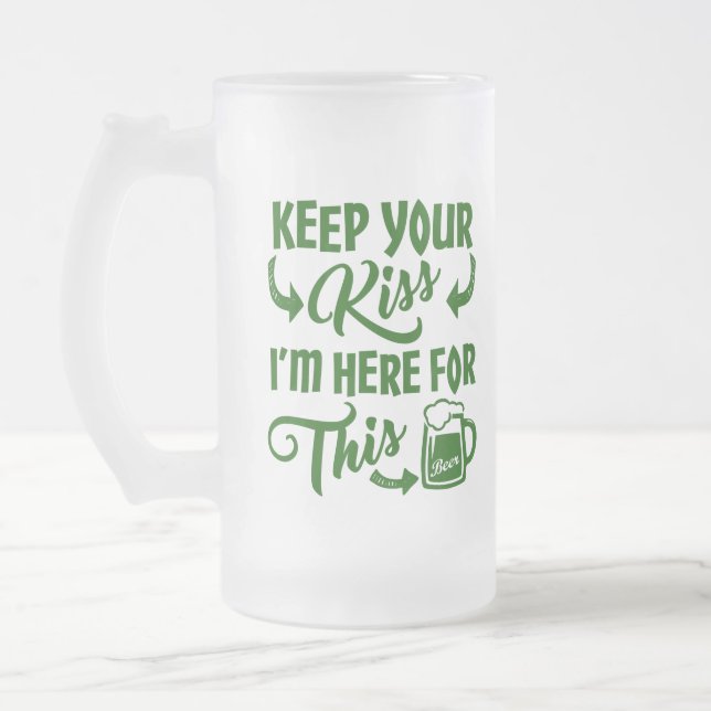 Caneca De Cerveja Vidro Jateado Beer Leiance Engraçado Bebendo Irlandês (Esquerda)