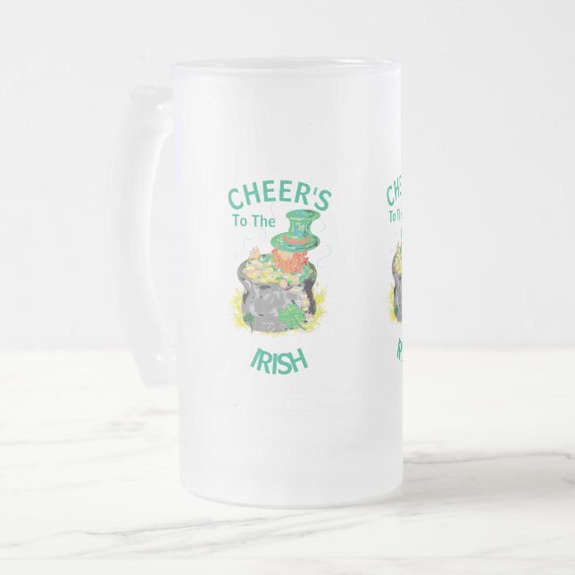 Caneca De Cerveja Vidro Jateado Beer Mug: Irlandês Cheer's (Frente Esquerda)