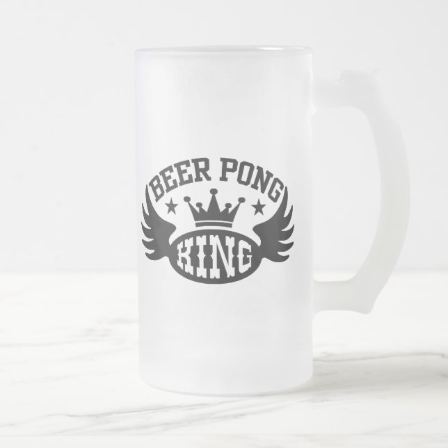 Caneca De Cerveja Vidro Jateado Beer Pong King (Direita)