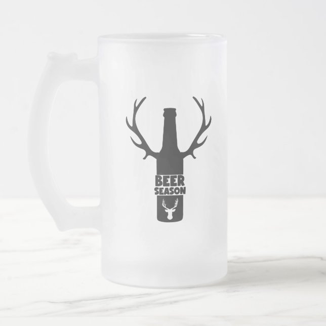Caneca De Cerveja Vidro Jateado Beer Season Engraçado Beer Humor (Esquerda)