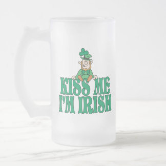 Caneca De Cerveja Vidro Jateado Beije-me Leprechaun pequeno irlandês m de I de ''