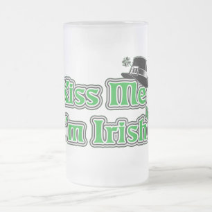 Caneca De Cerveja Vidro Jateado Beije-me Sou Irlandês hoje Mugs