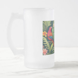 Caneca De Cerveja Vidro Jateado Belas aves coloridas